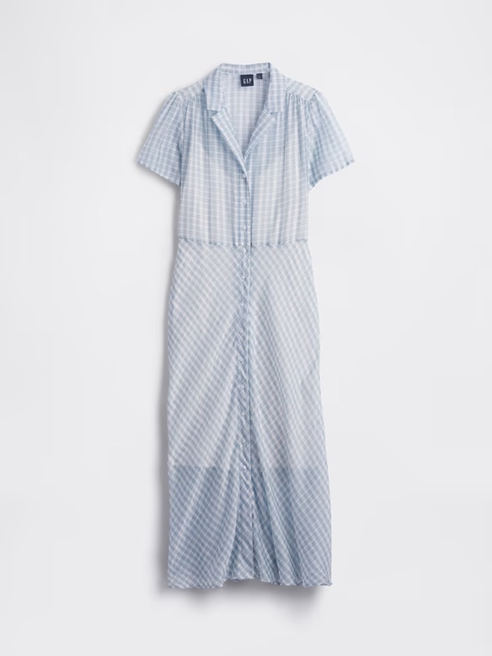 NEW! GAP Sheer Button-down Dolman Blue Gingham Midi Shirtdress - Small 🍓2️⃣ - Picture 4 of 6